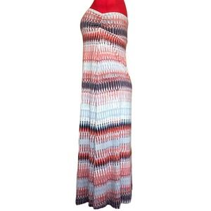 Synthia Rowley Geometric Striped Stretchy Jersey Strapless Rayon Maxi Dress Sz M